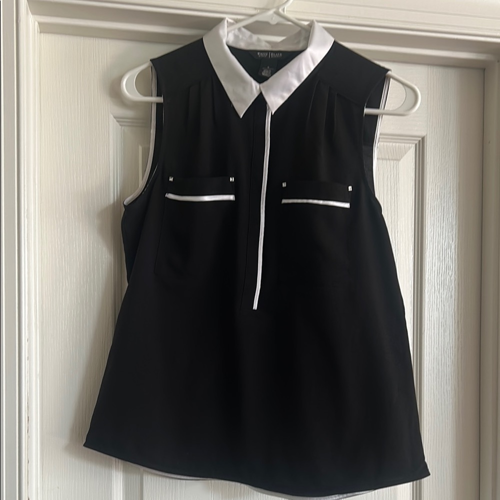 White House Black Market - Black and White Collared Blouse